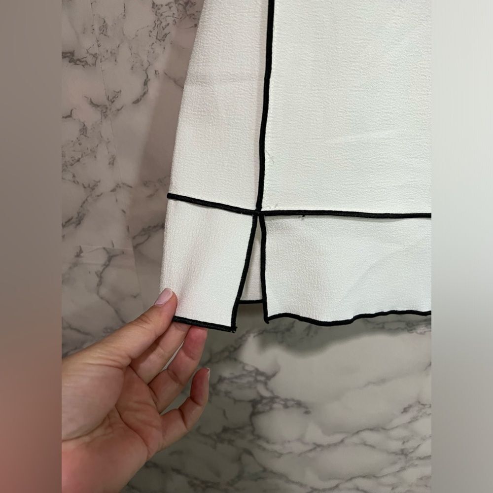 Zara White Neck Top with Contrast Piping Trim Size XS - Picture 4 of 13